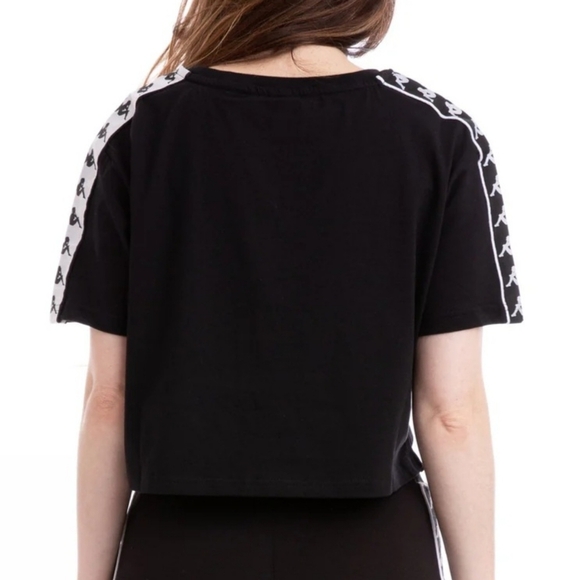 KAPPA Authentic APUA Black & White Logo Cropped Boxy Tee Shirt Top Women's M - Picture 2 of 11